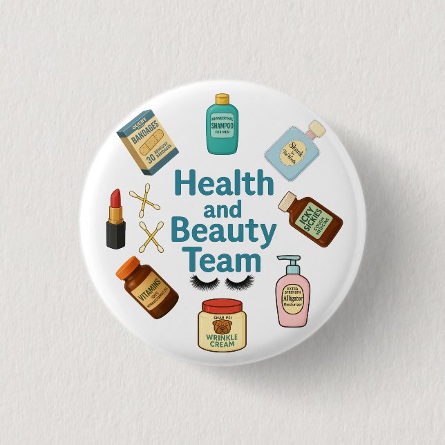 Badge Rond 2,50 Cm Équipe Santé et Beauté (Devant)