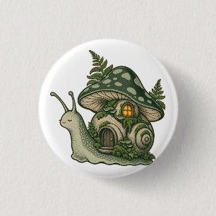 Badge Rond 2,50 Cm Escargot Lanterne Champignon Cottage Bouton