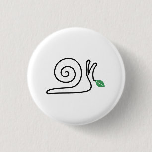 Badge Rond 2,50 Cm Escargot minimaliste en art linéaire avec feuille