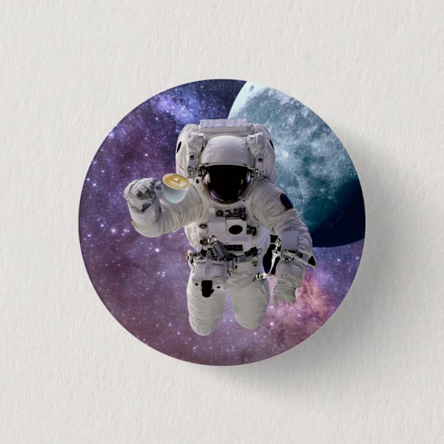 Badge Rond 2,50 Cm Espace, astronaute, bouton Lover café (Devant)