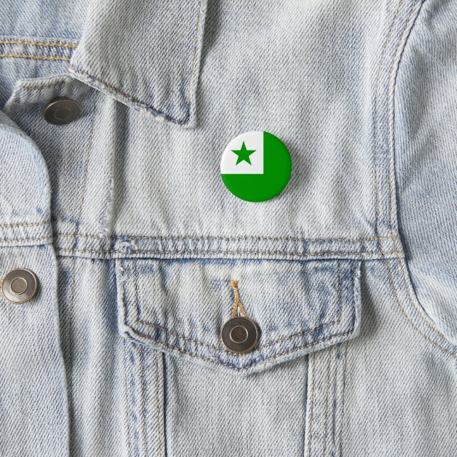 Badge Rond 2,50 Cm Esperanta butono -- Esperanto button (En situation)