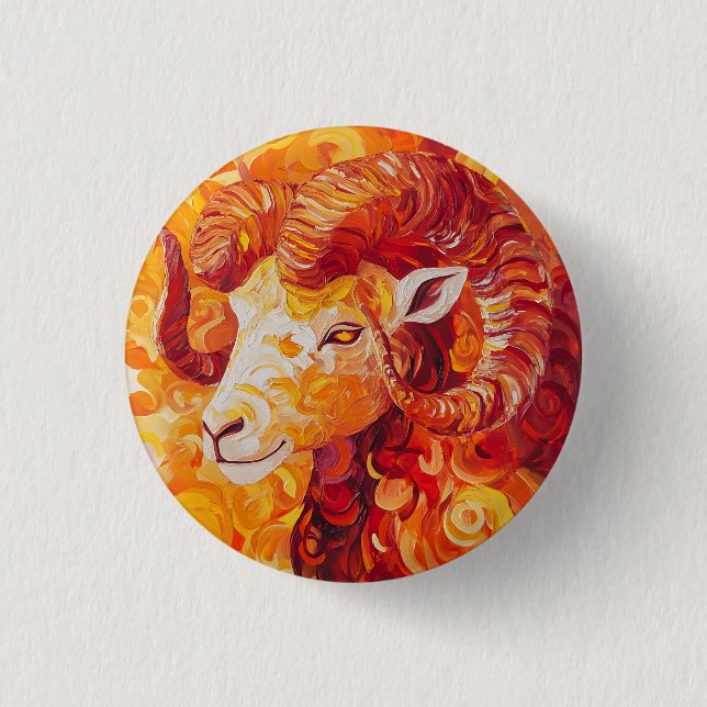 Badge Rond 2,50 Cm Esprit Capricorne Solaire Fougueux (Devant)