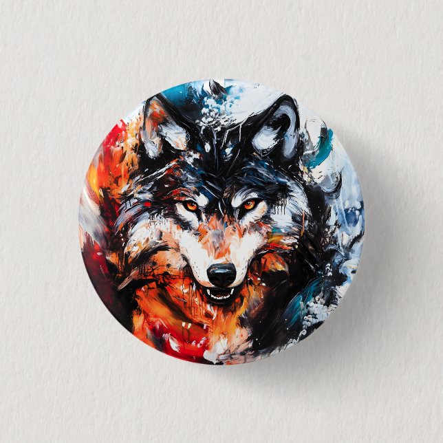 Badge Rond 2,50 Cm Esprit Loup Sauvage Abstrait (Devant)