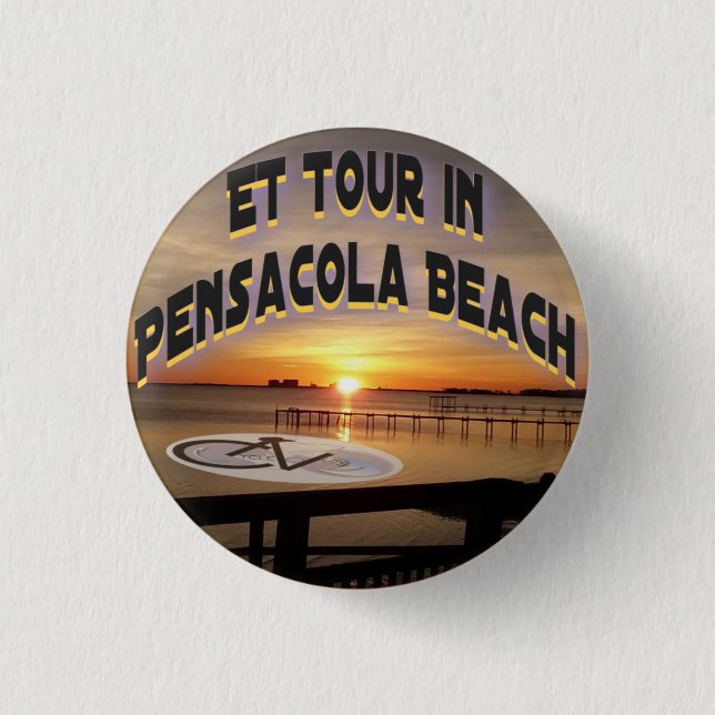 Badge Rond 2,50 Cm ET visite en plage Buttonj de Pensacola (Devant)