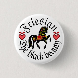 Badge Rond 2,50 Cm Étalon rouge frison/frison folklorique de noir