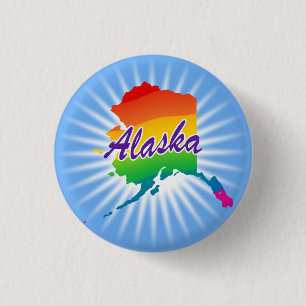 Badge Rond 2,50 Cm État arc-en-ciel de l'Alaska