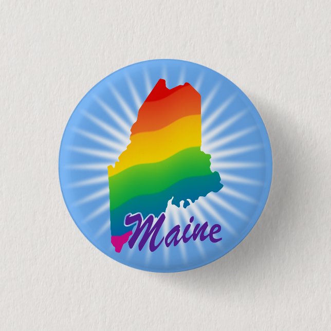 Badge Rond 2,50 Cm État Arc-En-Ciel Du Maine (Devant)