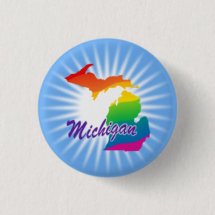 Badge Rond 2,50 Cm État Arc-En-Ciel Du Michigan
