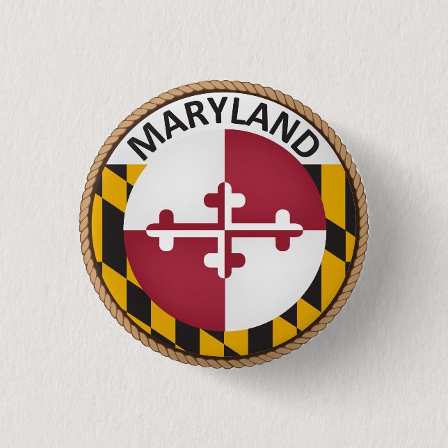 Badge Rond 2,50 Cm État de bouton de joint de drapeau du Maryland (Devant)