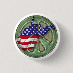 Badge Rond 2,50 Cm État de paix de la Virginie Occidentale - bouton