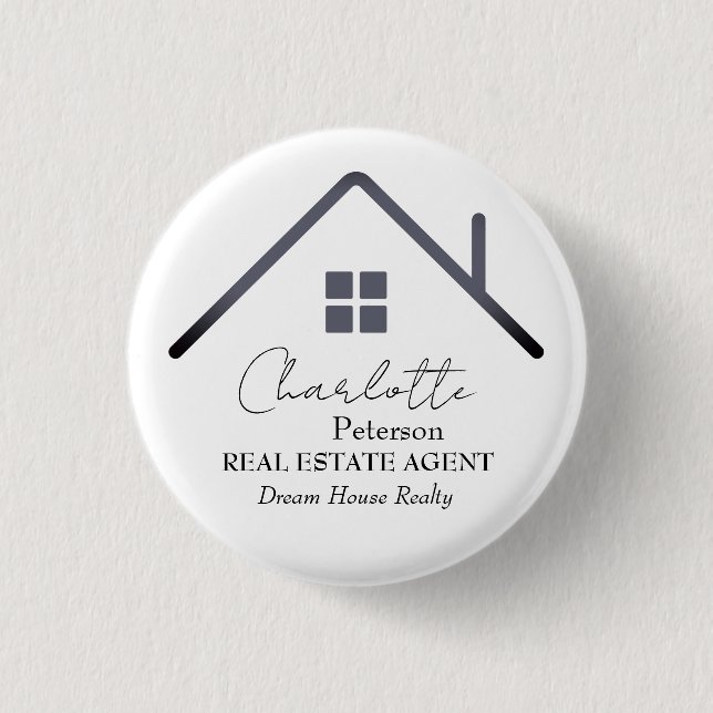 Badge Rond 2,50 Cm Étiquette de nom d'agent immobilier moderne  (Devant)