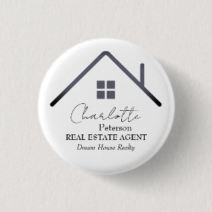 Badge Rond 2,50 Cm Étiquette de nom d'agent immobilier moderne