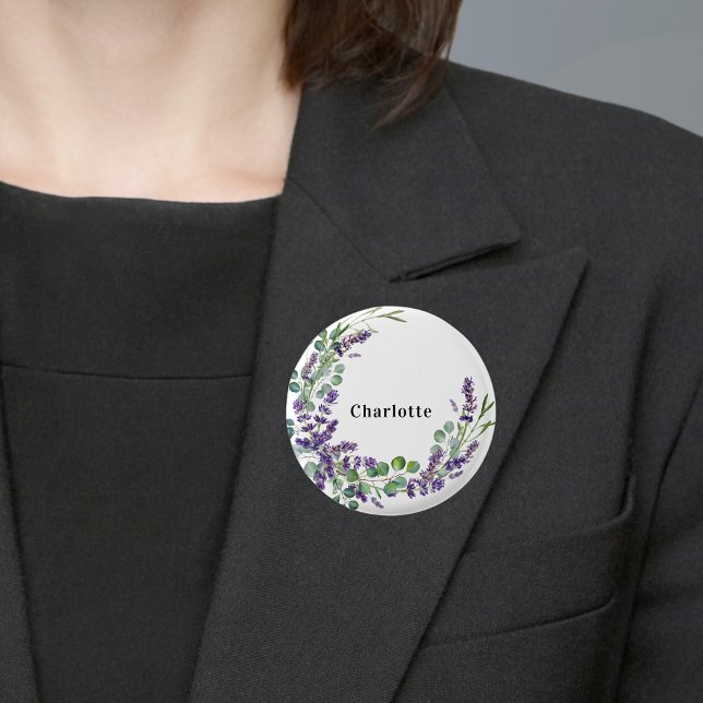 Badge Rond 2,50 Cm Étiquette nominative en verdure d'eucalyptus lavan (Créateur téléchargé)