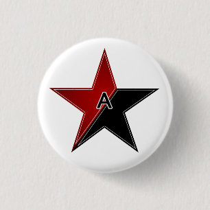 Badge Rond 2,50 Cm étoile anarchiste rouge/noire
