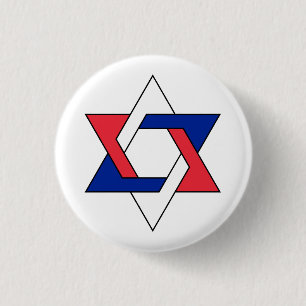 Badge Rond 2,50 Cm Étoile de David symbole stylisé France trois coule