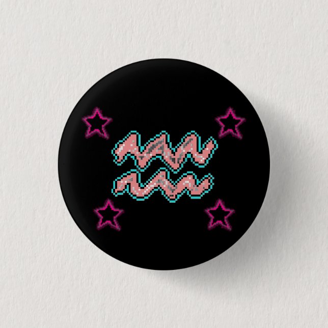 Badge Rond 2,50 Cm Étoiles AQUARIUS (Devant)
