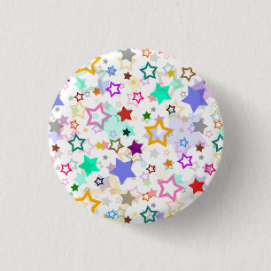 Badge Rond 2,50 Cm Étoiles colorées blanches 