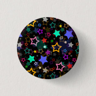 Badge Rond 2,50 Cm Étoiles Colorées Noires