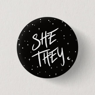 Badge Rond 2,50 Cm Étoiles Elle/Ils Pronounes