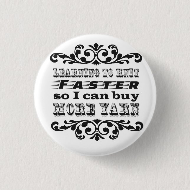 Badge Rond 2,50 Cm Étude pour tricoter plus rapidement (Devant)