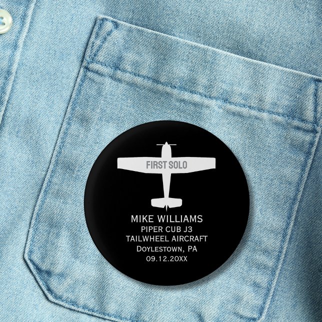 Badge Rond 2,50 Cm Étudiant pilote premier avion solo sur mesure (Créateur téléchargé)