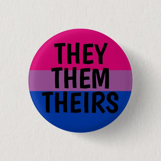 Badge Rond 2,50 Cm eux/eux/leur drapeau bisexuel de fierté de pronoms (Devant)