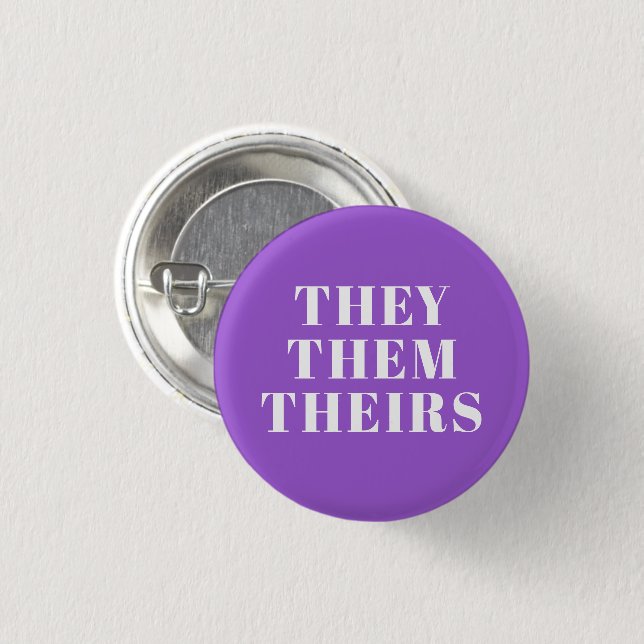 Badge Rond 2,50 Cm Eux, Eux leur genre Pronounons violet Lgbtq pin (Devant & derrière)