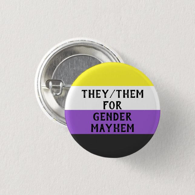 Badge Rond 2,50 Cm Eux/Eux pour le bouton Genre Mayhem (sur l'indicat (Devant & derrière)
