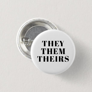 Badge Rond 2,50 Cm Eux, Leurs Pronouns Lgbtq noir blanc