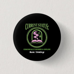 Badge Rond 2,50 Cm Évasion de lecture analogique chroniquement réserv