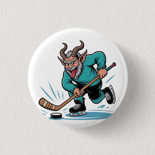 Badge Rond 2,50 Cm Evil Krampus Jouer Hockey sur glace Sport de Noël