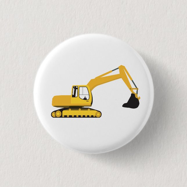Badge Rond 2,50 Cm Excavateur Construction Camion Enfants (Devant)