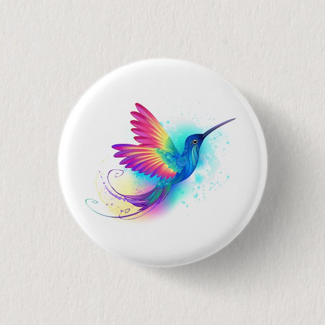 Badge Rond 2,50 Cm Exotic Rainbow Hummingbird (Devant)