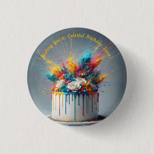 Badge Rond 2,50 Cm Explosion de joie - Joyeux gâteau d'anniversaire