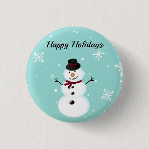 Badge Rond 2,50 Cm Extraordinaire, Cool, Blue Christmas Snowman