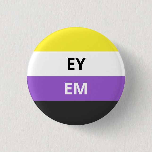 Badge Rond 2,50 Cm Ey/Em Pronouns Insigne Drapeau Non Binary (Devant)