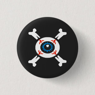 Badge Rond 2,50 Cm Eyeball-and-Crossbones