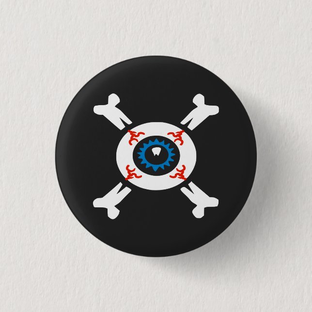 Badge Rond 2,50 Cm Eyeball-and-Crossbones (Devant)