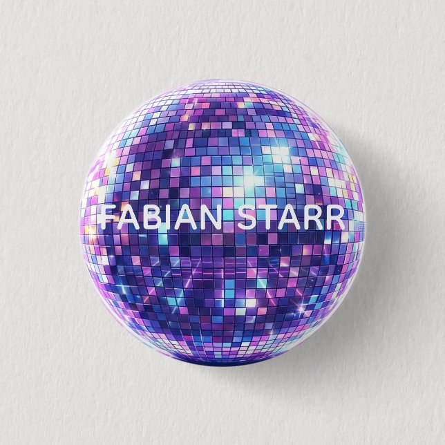 Badge Rond 2,50 Cm Fabian Starr DISCO BALL Button (Devant)