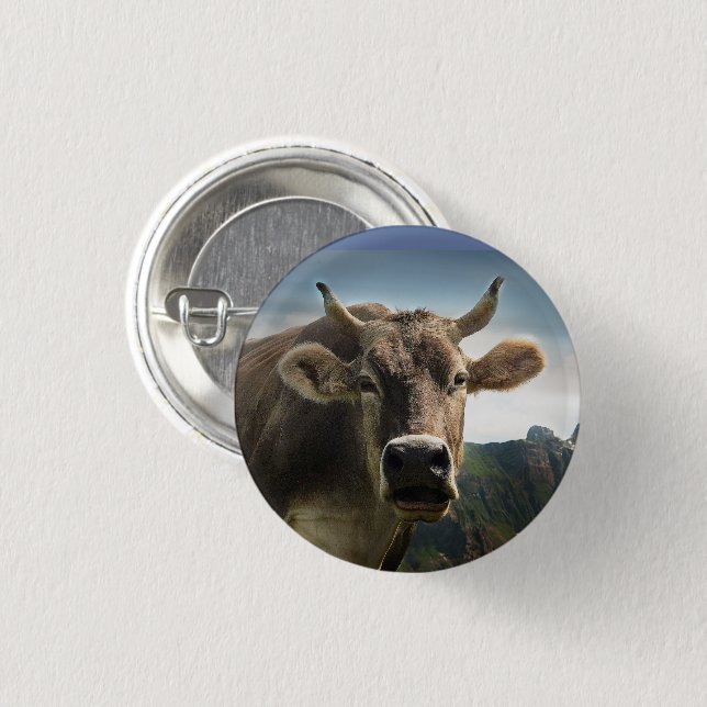 Badge Rond 2,50 Cm Face Brown de vache (Devant & derrière)