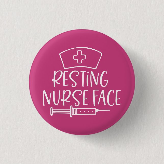 Badge Rond 2,50 Cm Face de l'infirmière de repos (Devant)