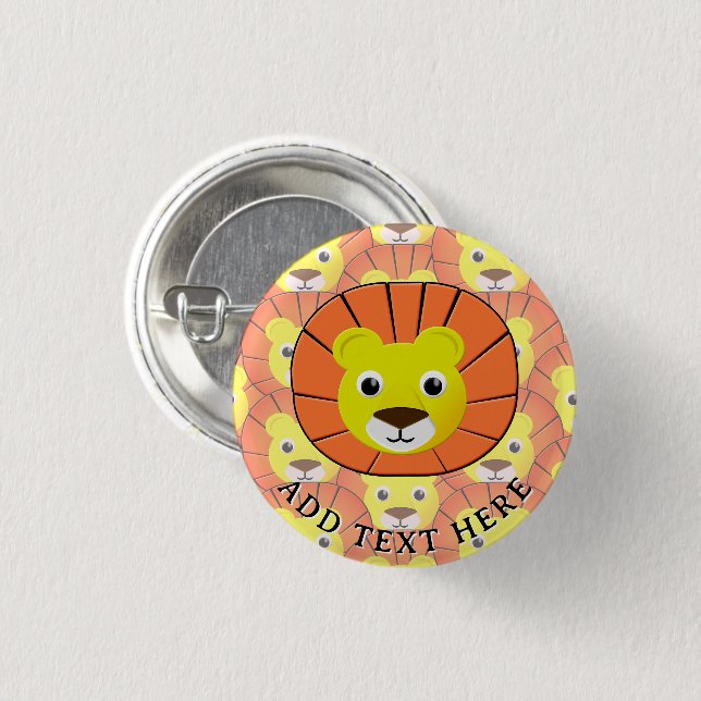 Badge Rond 2,50 Cm Face de lion mignonne sur tout le Motif d'impressi (Devant & derrière)
