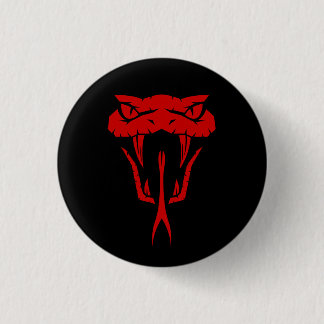 Badge Rond 2,50 Cm Face de serpent rouge à fleur - Noir