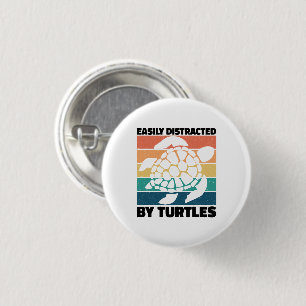 Badge Rond 2,50 Cm Facilement Distrait Par Les Tortues Drôle Cool Amp