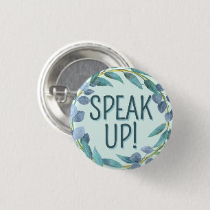 Badge Rond 2,50 Cm Faire entendre des feuilles bleues malentendants