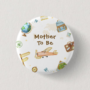 Badge Rond 2,50 Cm Faire le tour du monde Maman à venir Baby Shower