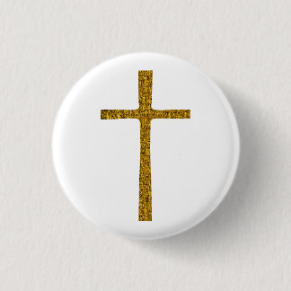 Badge Rond 2,50 Cm Faith Cross Gold