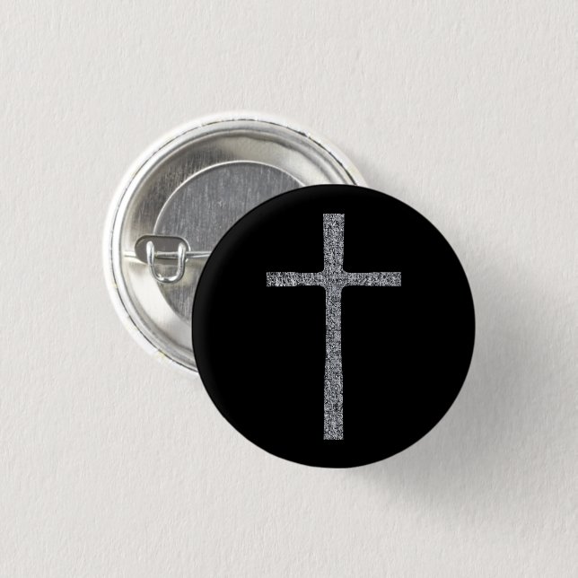Badge Rond 2,50 Cm Faith Cross Silver (Devant & derrière)