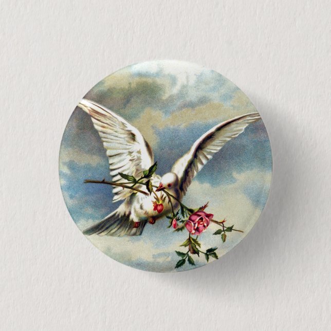 Badge Rond 2,50 Cm Falln Dove avec Roses (Devant)