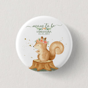 Badge Rond 2,50 Cm Famille d'écureuils animal sauvage bébé nouveau-né